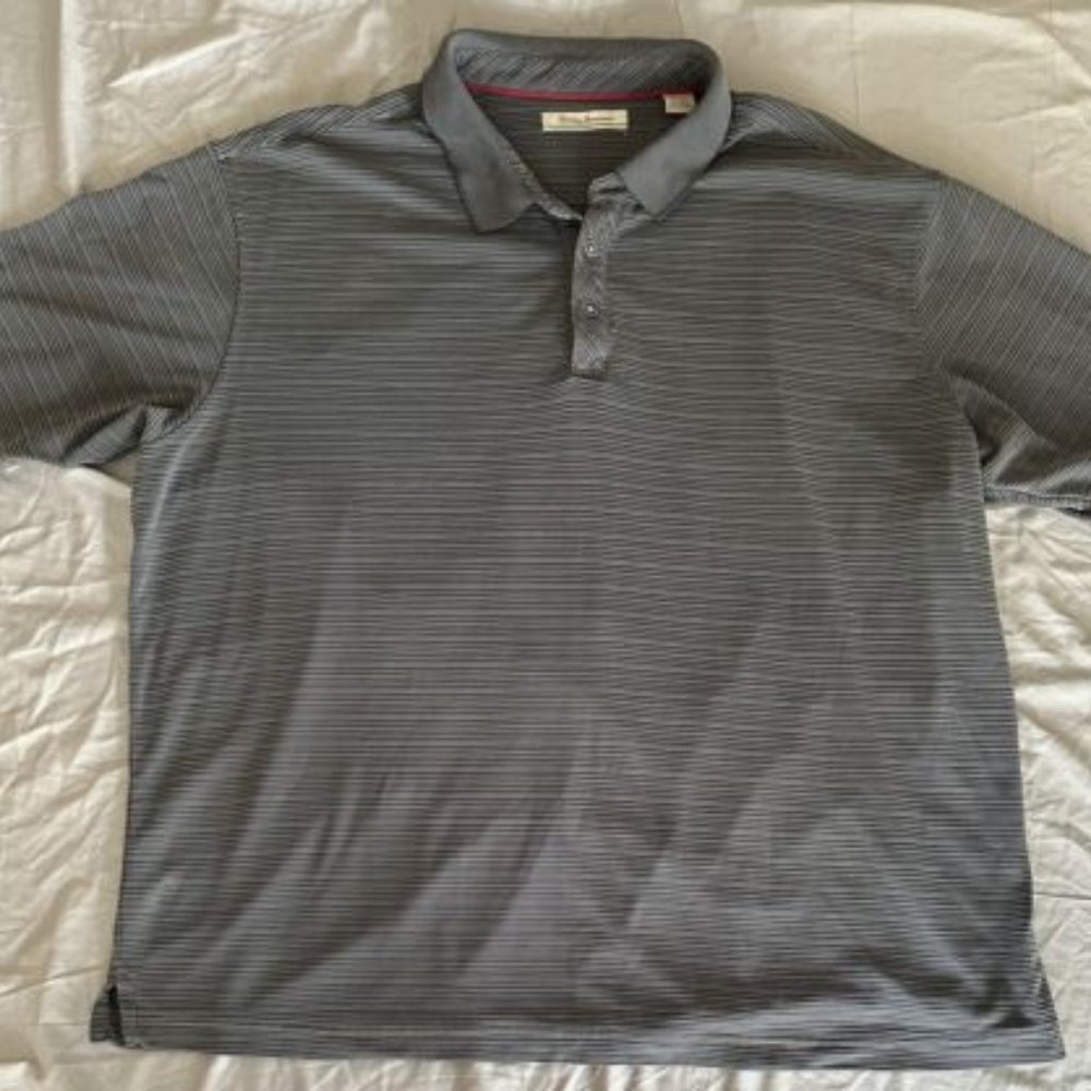 Men's Tommy Bahama Polo Short Sleeve Shirt Size 3XL Gray Casual Fit EUC